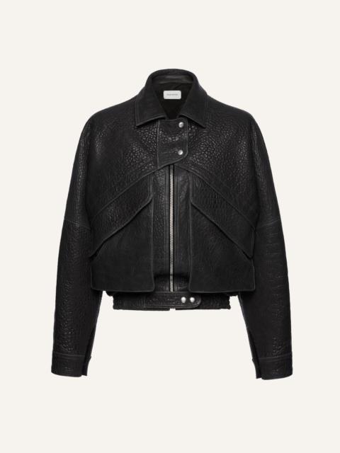 MAGDA BUTRYM Vintage leather bomber jacket in embossed grey