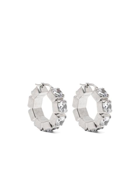 crystal-embellishment hoop earrings