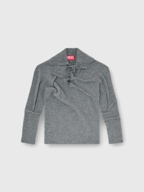 Diesel BUTTON-NECK JUMPER IN WRINKLED BOILED KNIT