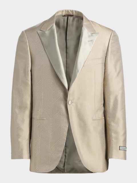 Canali Men's Silk Chevron Satin Peak Lapel Tuxedo Jacket