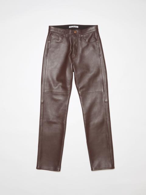 Regular fit leather trousers - Brown