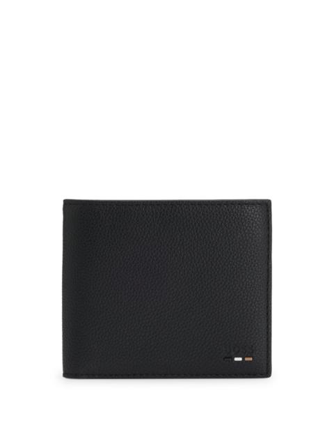 BOSS GRAINED FAUX-LEATHER WALLET WITH LOGO TRIM