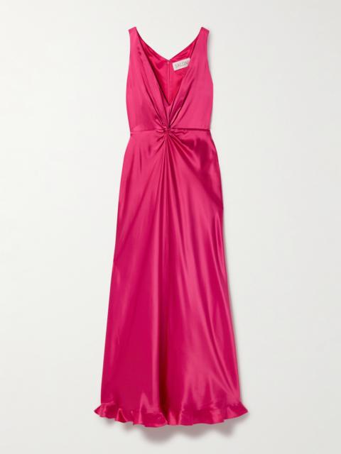 SALONI Fia Twist-front Silk-satin Maxi Dress