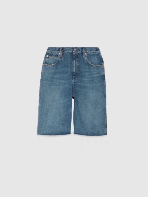 GUCCI Organic denim shorts with Crystal G