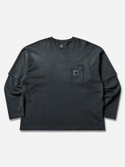 Men's Nowhere University Front Pocket Longsleeve T-Shirt Black