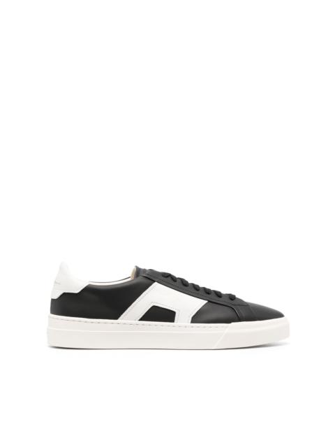 contrasting-panel leather sneakers