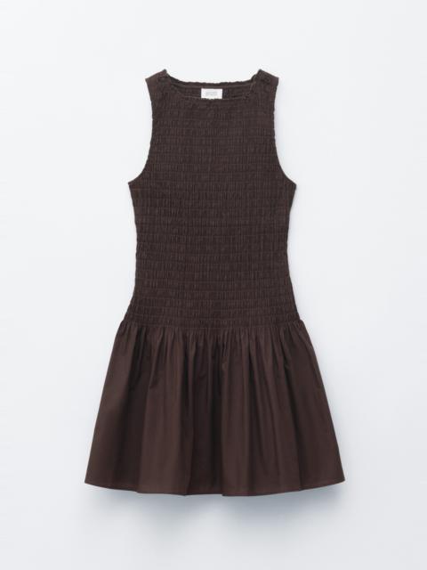 & Other Stories Smocked Cotton Poplin Mini Dress