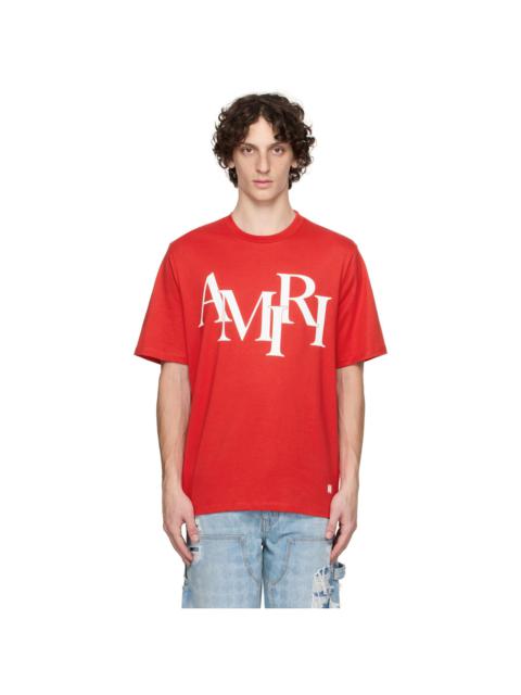 AMIRI Red 'AMIRI' Staggered Logo T-shirt