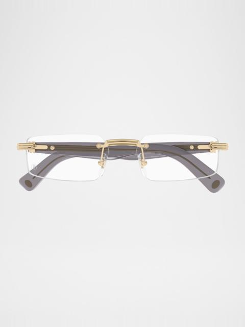Cartier Men's Rimless Rectangle Acetate & Metal Optical Glasses