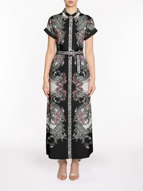 Marchesa BELTED TWILL SHIRT MAXI DRESS