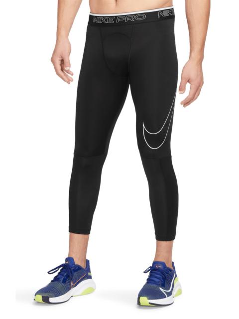 Nike Dri-FIT Pro 3/4 Training Tights in Black/Black/White at Nordstrom