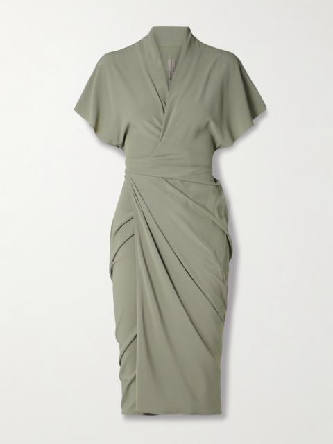 Rick Owens Draped Crepe Midi Wrap Dress