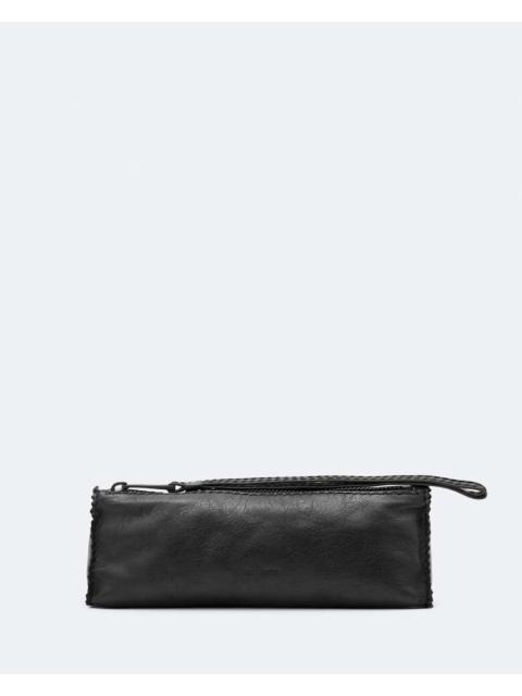 ALLSAINTS SILOH PINKED-EDGE LEATHER PENCIL CASE