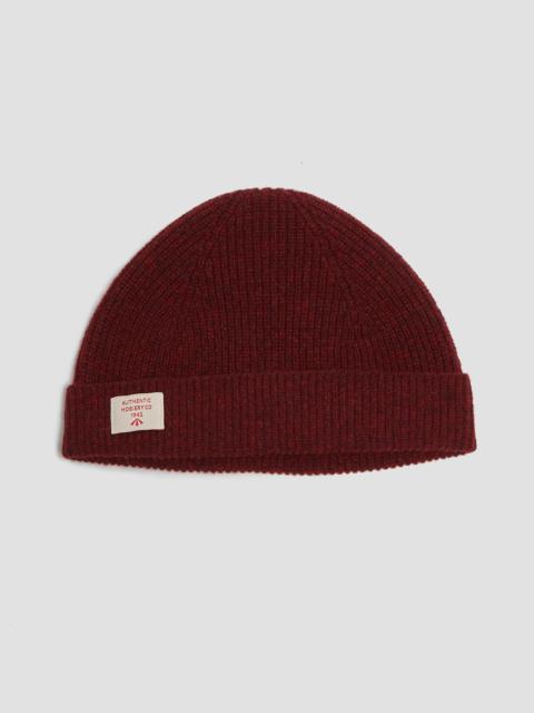 Nigel Cabourn Lambswool Beanie in Red Velvet