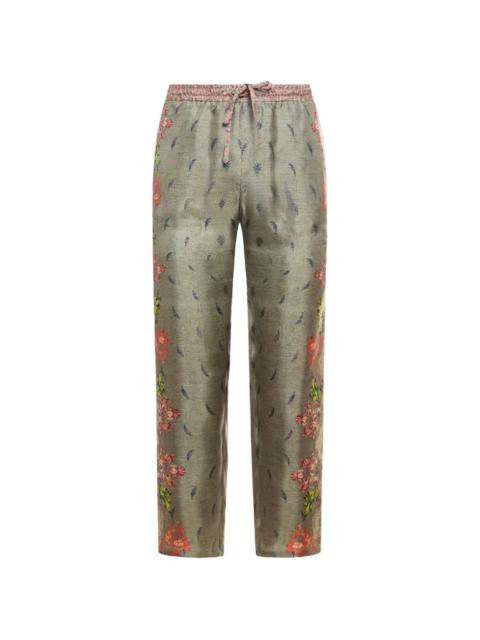 Pierre-Louis Mascia Aloe floral elasticated aloe trousers
