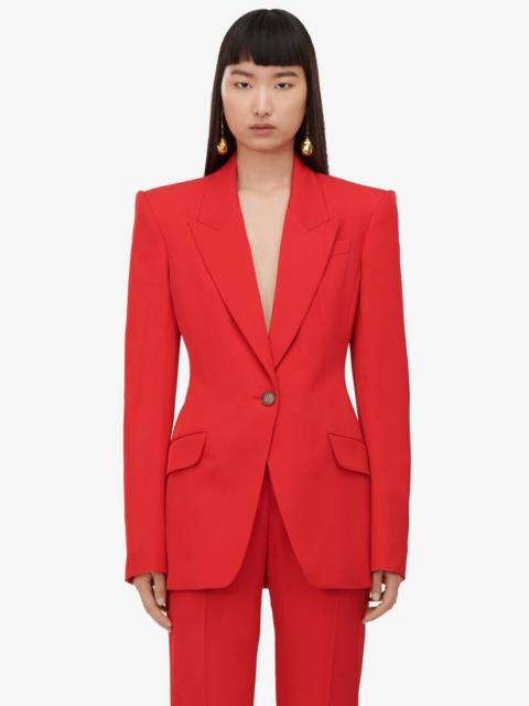 Alexander McQueen Women's Single-breasted Jacket in Lust Red