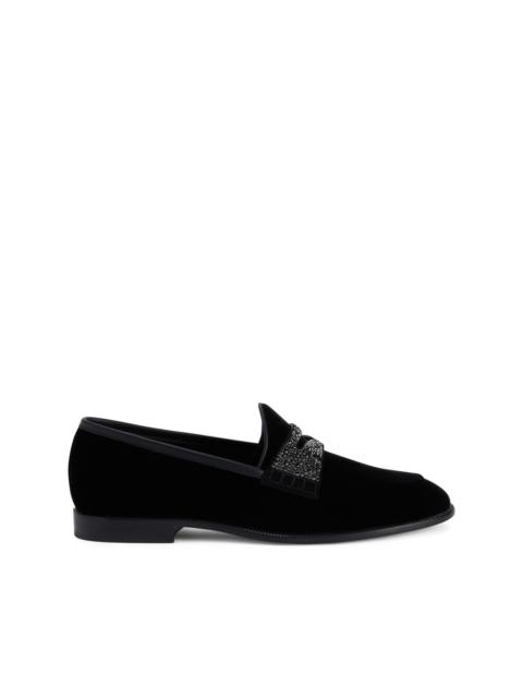 Giuseppe Zanotti Ermy rhinestone-detail velvet loafers