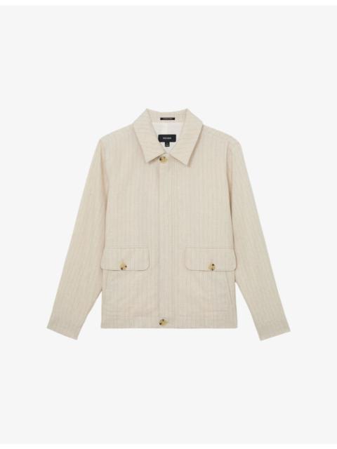 REISS Slayman Pinstripe Stretch-Cotton and Linen-Blend Jacket