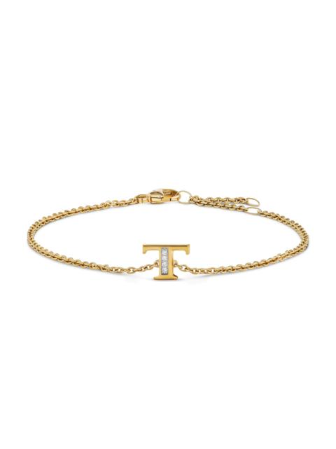 DAVID YURMAN Women's Petite Pavé Initial Chain Bracelet in 18K Yellow Gold - Initial T