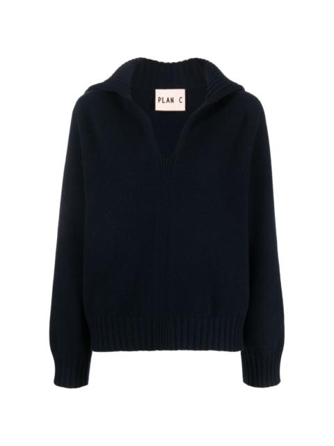 Plan C V-neck sailor-collar jumper | REVERSIBLE