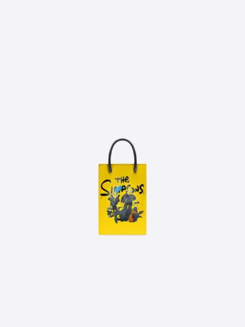 BALENCIAGA The Simpsons Tm & © 20th Television Mini Shopping Bag In Shiny Box Calfskin in Yellow