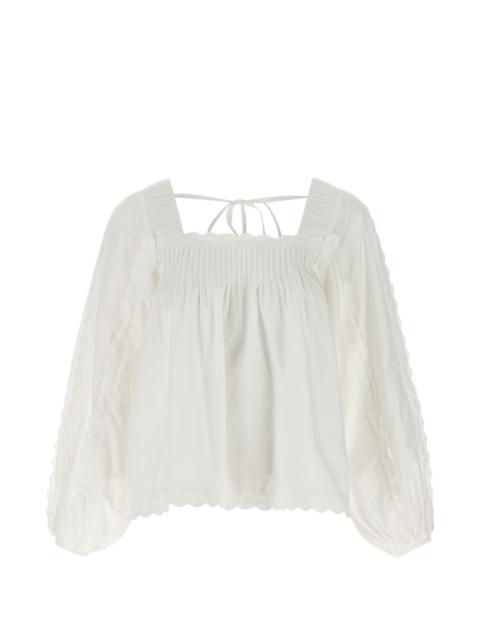 FARM RIO pleat long-sleeve blouse