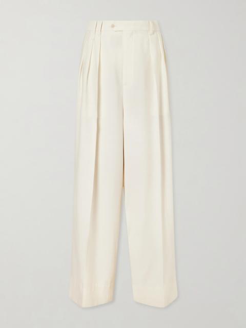 Calvin Klein Collection Alexandra Pleated Grain De Poudre Wool Wide-leg Pants