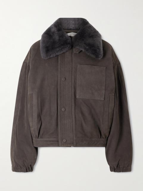 Victoria Beckham Shearling-trimmed Nubuck Bomber Jacket