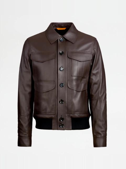 Tod's BOMBER IN LEATHER - BROWN