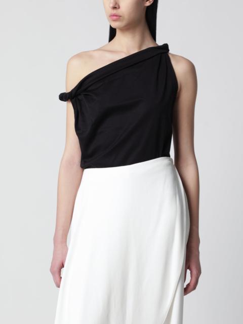 RÓHE Black asymmetrical top in cotton and silk blend