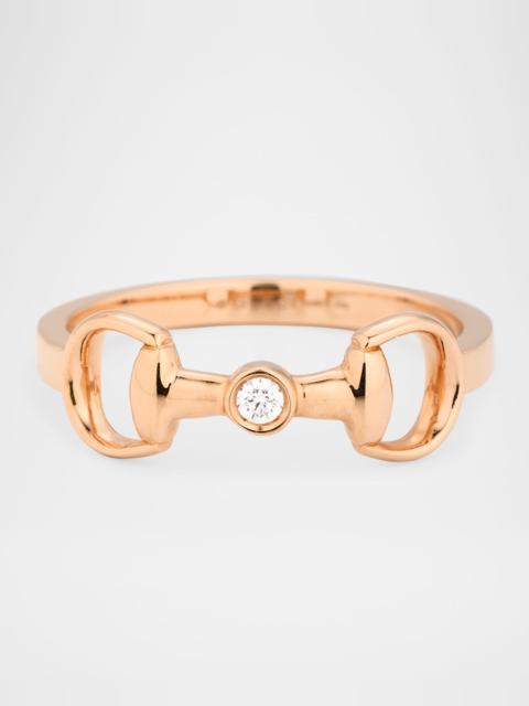 GUCCI 18K Rose Gold Horsebit Diamond Ring