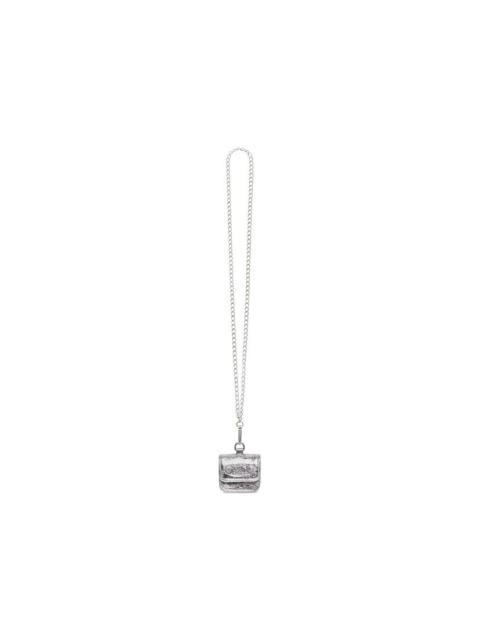 BALENCIAGA Women's Le Cagole Flap Earpods With Chain Metallized in Silver