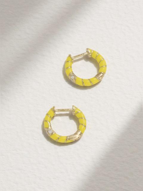 Yvonne Léon 9-karat gold, enamel and diamond hoop earrings Gold