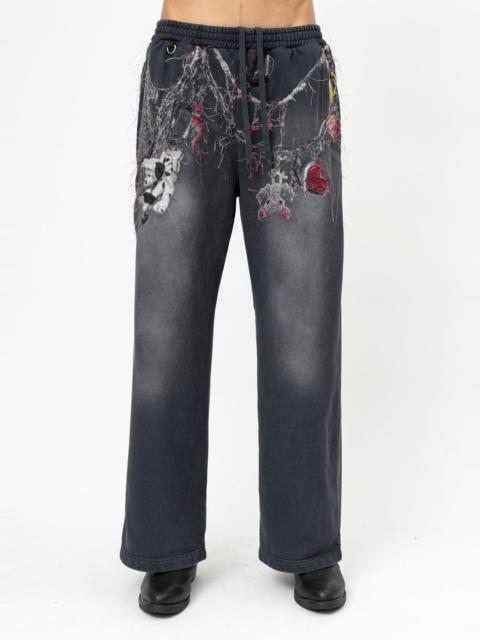 doublet BLACK DOUBLET EMBROIDERED CHAIN ZIP-UP SWEATPANTS