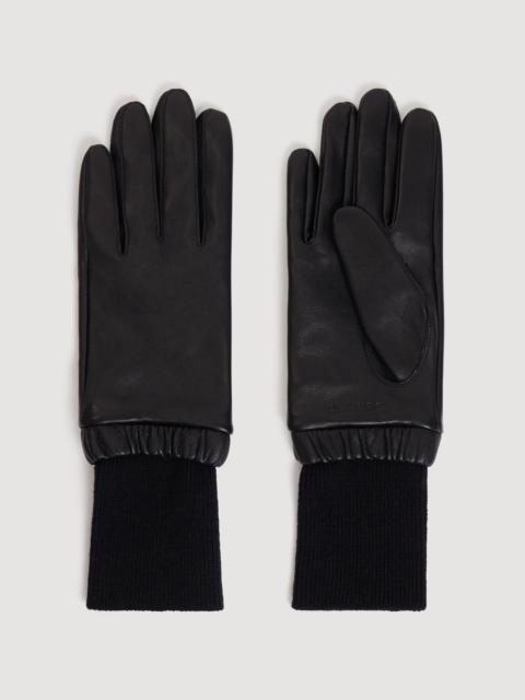 Sandro LEATHER AND RIBBED KNIT GLOVES