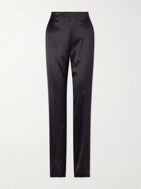 Valentino Silk-blend duchesse straight-leg pants Black