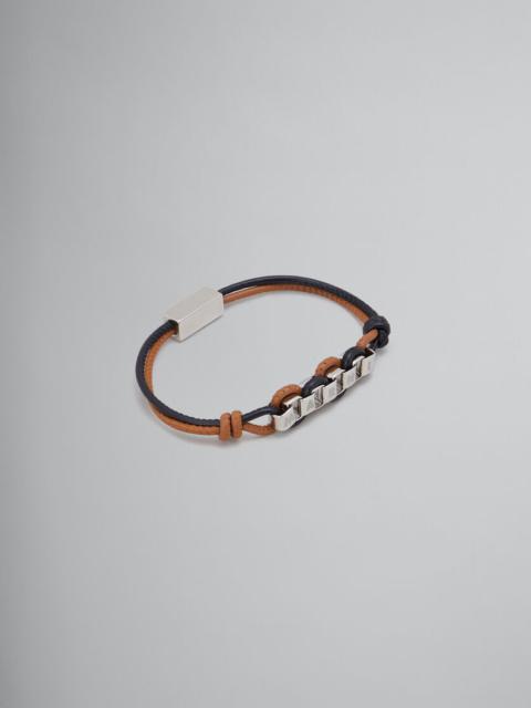 RED AND BLUE LEATHER BRACELET WITH MARNI LOGO