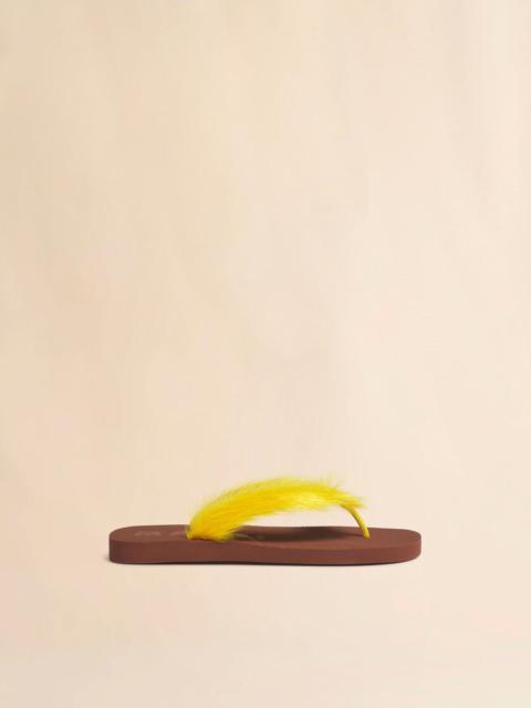 Marni BROWN AND YELLOW PONYHAIR FLIP-FLOP