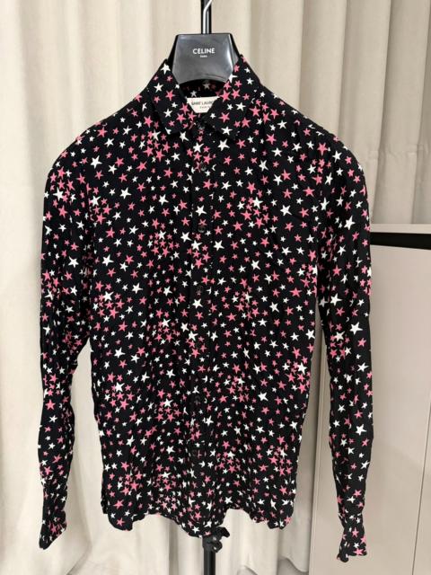 SAINT LAURENT Saint Laurent Paris FW16 Pink White Star Shirt by Hedi Slimane