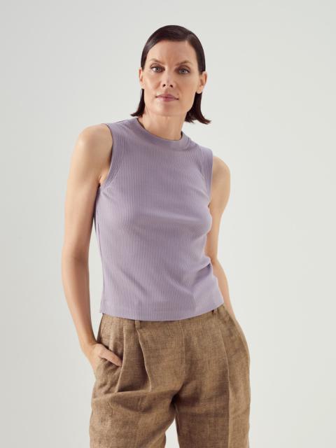 Cotton ribbed jersey top with monili
