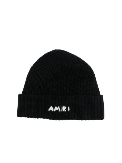 AMIRI logo-embroidered ribbed-knit beanie hat
