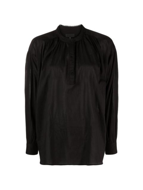 long-sleeve cotton blouse