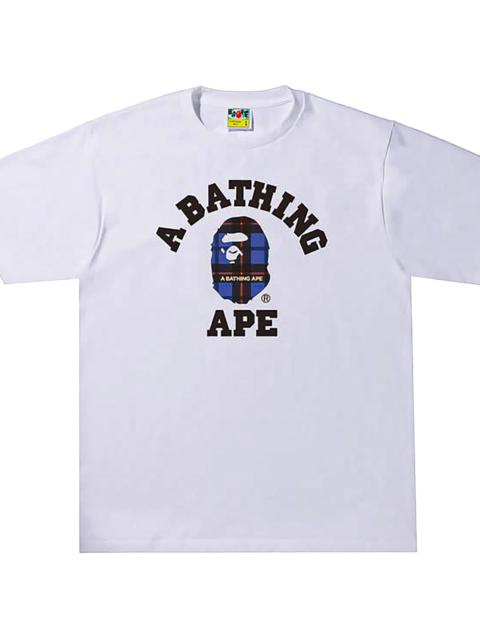 A BATHING APE® Check College T-Shirt "White / Blue" 84TJTEOM