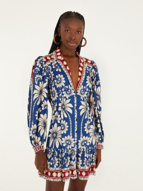 FARM RIO Blue Luna Lenzing Ecovero Viscose Mini Dress