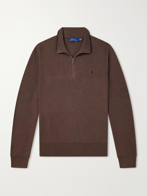 Polo Ralph Lauren Logo-Embroidered Textured-Cotton Half-Zip Sweater