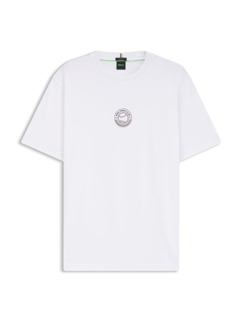 BOSS STRETCH-COTTON T-SHIRT WITH TENNIS ARTWORK