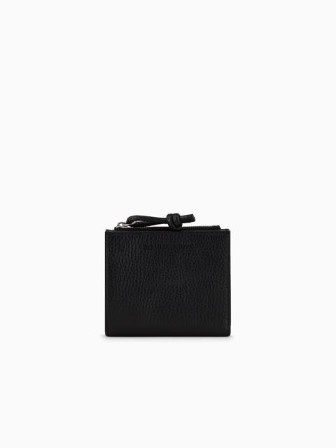 EMPORIO ARMANI Zipped, tumbled-leather card holder