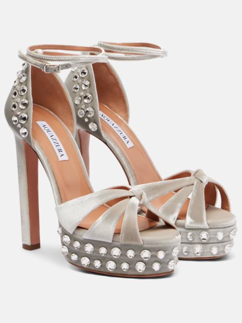 AQUAZZURA Cosmic Love 130 velvet platform sandals
