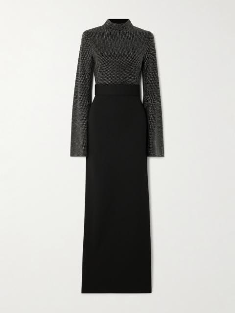 SOLACE LONDON The Lolo Crystal-embellished Crepe Gown