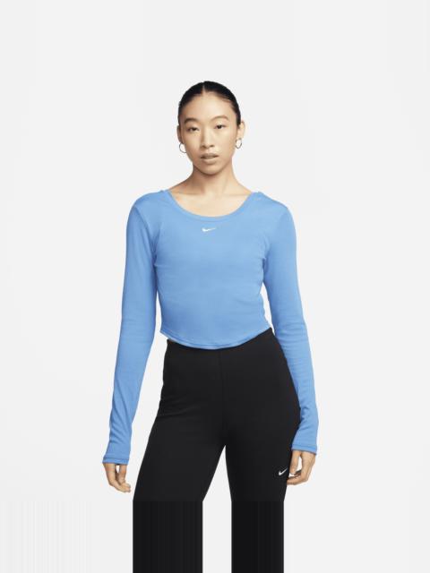 Nike Women's Nike Sportswear Chill Knit Tight Scoop-Back Long-Sleeve Mini-Rib Top